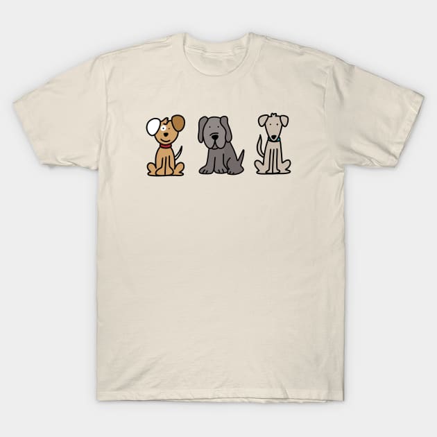 Three Pups T-Shirt by Maddie Doodle